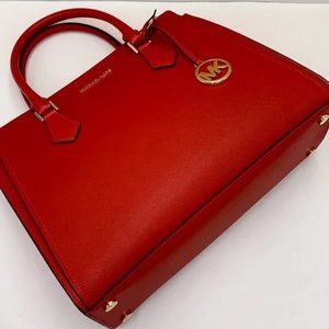 Michael Kors Hope Large Satchel Leather Color Flame